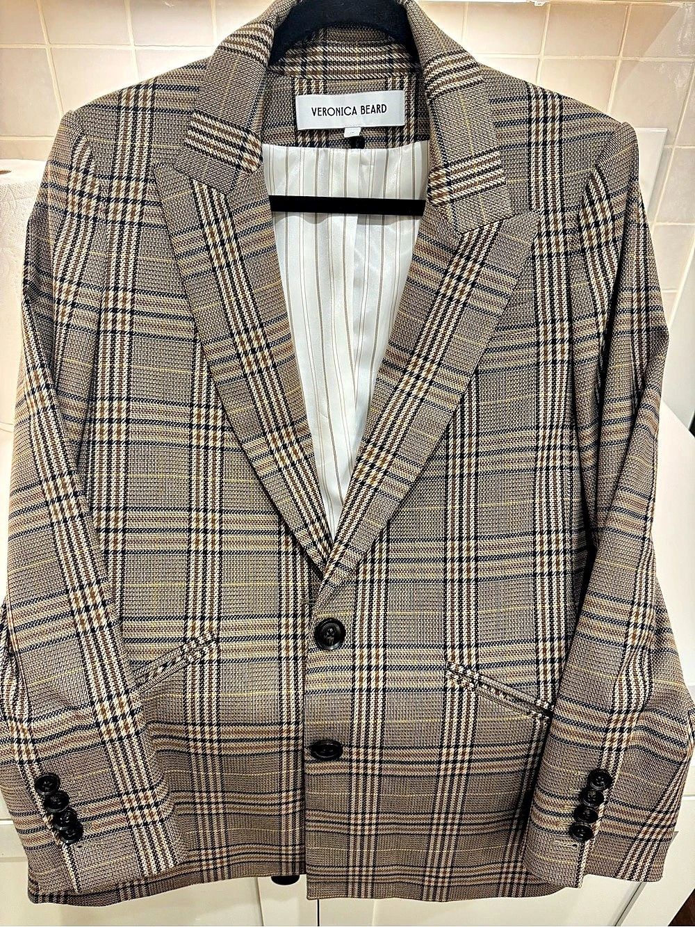 Veronica Beard Clayton Plaid Dickey Jacket Brown & Blue Size 10